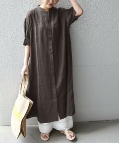 SHIPS / シップス ロング・マキシ丈ワンピース | SHIPS any: フレンチリネン テント パフ シャツワンピース〈ウォッシャブル〉