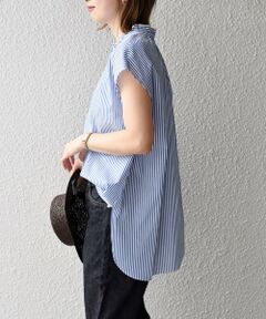 SHIPS / シップス シャツ・ブラウス | ストライプ/ソリッドフリルフレンチスリーブブラウス◇