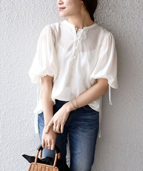 SHIPS / シップス シャツ・ブラウス | リボンカフスリーブブラウス(オフホワイト)