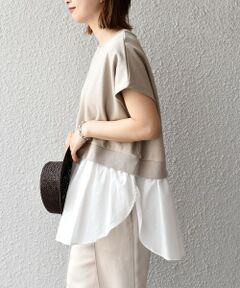 SHIPS / シップス カットソー | ミニ裏毛コンビプルオーバー