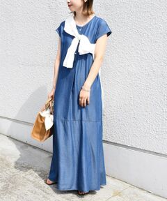 SHIPS / シップス ロング・マキシ丈ワンピース | 【WEB限定】〈手洗い可能〉デニム切り替えワンピース◇