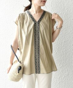 SHIPS / シップス シャツ・ブラウス | エンブロイダリーカフタンブラウス