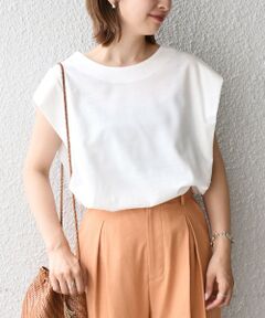 SHIPS / シップス カットソー | PrimaryNavyLabel:2WAYコットンクレアツイルノースリーブ