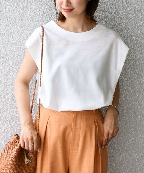 SHIPS / シップス カットソー | PrimaryNavyLabel:2WAYコットンクレアツイルノースリーブ | 詳細8