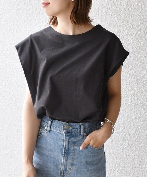 SHIPS / シップス カットソー | PrimaryNavyLabel:2WAYコットンクレアツイルノースリーブ（ダークグレー）