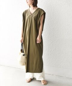 SHIPS / シップス ロング・マキシ丈ワンピース | Primary Navy Label:2WAYコットンクレアツイルノースリーブワンピース