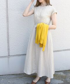 SHIPS / シップス ロング・マキシ丈ワンピース | SHIPS any:〈ウォッシャブル〉スクエアドット バンドカラー ワンピース