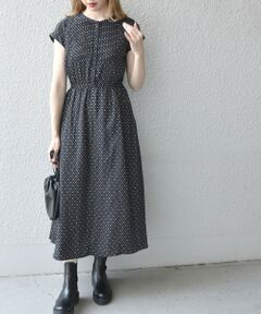 SHIPS / シップス ロング・マキシ丈ワンピース | SHIPS any:〈ウォッシャブル〉スクエアドット バンドカラー ワンピース