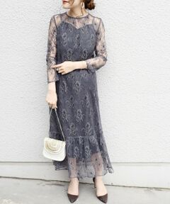 SHIPS / シップス ミニ丈・ひざ丈ワンピース | little black:レースフレアワンピース（パーティー用）◇