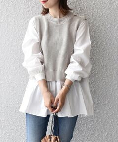 SHIPS / シップス ニット・セーター | 〈手洗い可能〉ベスト×ブラウス　ロングスリーブプルオーバー◇