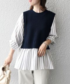 SHIPS / シップス ニット・セーター | 〈手洗い可能〉ベスト×ブラウス　ロングスリーブプルオーバー◇