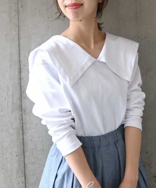 SHIPS / シップス カットソー | SHIPS any:〈ウォッシャブル〉ビックカラー ロングスリーブ TEE | 詳細7