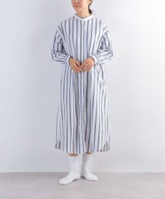 SHIPS any & cozy：バンドカラーシャツワンピース