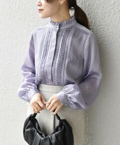 SHIPS / シップス シャツ・ブラウス | 〈手洗い可能〉ドット／ソリッドフリルピンタックレースブラウス◇
