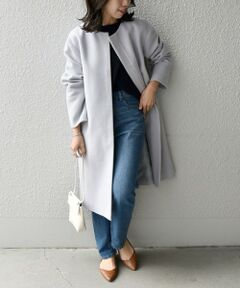 SHIPS / シップス その他アウター | SHIPS any: Super100 ウール ブレンド ノーカラー フック コート