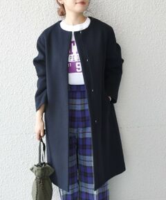 SHIPS / シップス その他アウター | SHIPS any: Super100 ウール ブレンド ノーカラー フック コート