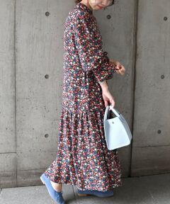 SHIPS / シップス ロング・マキシ丈ワンピース | SHIPS any:〈ウォッシャブル〉SPRINTEX ミニ フラワー シャーリング マキシ ワンピース