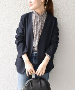 SHIPS / シップス ノーカラージャケット | 〈手洗い可能〉ウーリッシュツイルジャケット◇