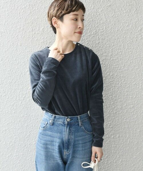 SHIPS for women / シップスウィメン カットソー | SHIPS any:〈ウォッシャブル〉ベロア ロングスリーブ TEE | 詳細8