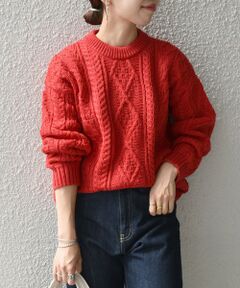 【SHIPS any別注】Oldderby Knitwear: アラン ケーブル ニット プルオーバー