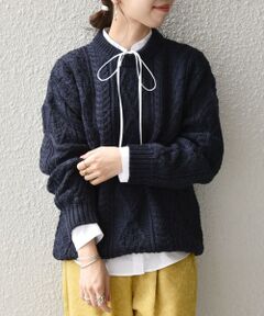 【SHIPS any別注】Oldderby Knitwear: アラン ケーブル ニット プルオーバー