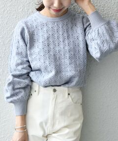 SHIPS / シップス ニット・セーター | SHIPS any: レースワーク パフスリーブ プルオーバー