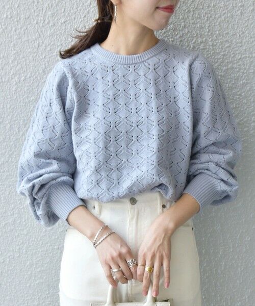 SHIPS / シップス ニット・セーター | SHIPS any: レースワーク パフスリーブ プルオーバー | 詳細18