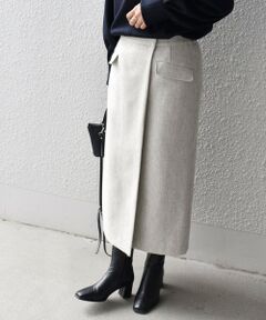 〈手洗い可能〉フラップポケットツイードスカート