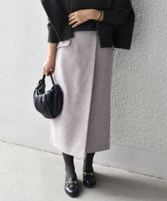 SHIPS / シップス ミニ・ひざ丈スカート | 〈手洗い可能〉フラップポケットツイードスカート