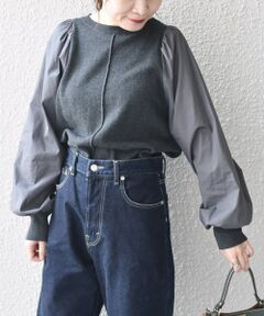 SHIPS / シップス ニット・セーター | 〈手洗い可能〉布帛コンビニットプルオーバー◇