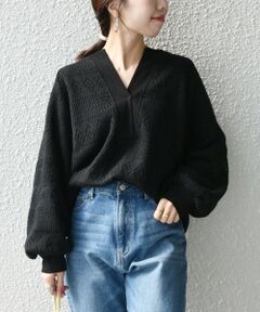 SHIPS / シップス その他トップス | SHIPS any: レース ニット ライク スリット プルオーバー