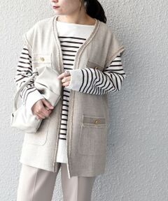 SHIPS / シップス ベスト | 〈手洗い可能〉ツイードフリンジジレ◇
