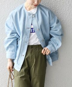 SHIPS any:〈ウォッシャブル〉ノーカラー デニムブルゾン［SHIPS any DENIM］