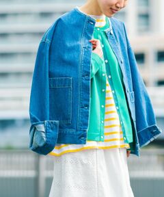 SHIPS any:〈ウォッシャブル〉ノーカラー デニムブルゾン［SHIPS any DENIM］