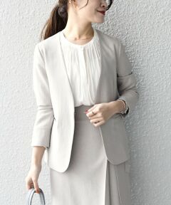 SHIPS / シップス ノーカラージャケット | 〈手洗い可能〉リネンライクジャケット（セットアップ対応）◇