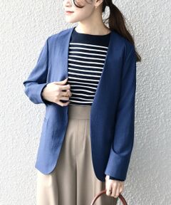 SHIPS / シップス ノーカラージャケット | 〈手洗い可能〉リネンライクジャケット（セットアップ対応）◇
