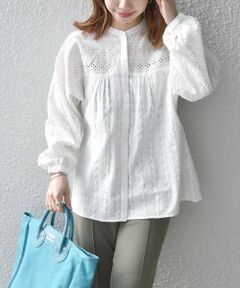SHIPS / シップス シャツ・ブラウス | SHIPS any:〈ウォッシャブル〉レース バンド カラー シャツ