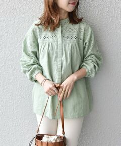SHIPS / シップス シャツ・ブラウス | SHIPS any:〈ウォッシャブル〉レース バンド カラー シャツ