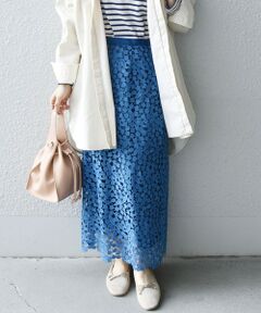 SHIPS any:〈手洗い可能〉リリー レース ストレート スカート