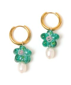 SHIPS / シップス ピアス・イヤリング | Gabi The Label: ガラス フラワー & 淡水パール フープ ピアス