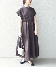 SHIPS / シップス ロング・マキシ丈ワンピース | 〈手洗い可能〉テレデランカットオフカラーワンピース◇