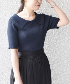 SHIPS / シップス ニット・セーター | *〈手洗い可能/UVカット〉襟付き5分袖リブニット　ソリッド/ボーダー◇