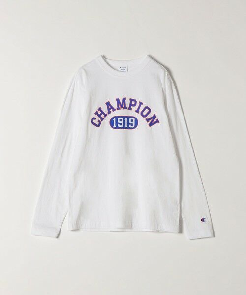 SHIPS for women / シップスウィメン カットソー | Champion: カレッジ ロゴ ロングスリーブ Tシャツ WHITE | 詳細1