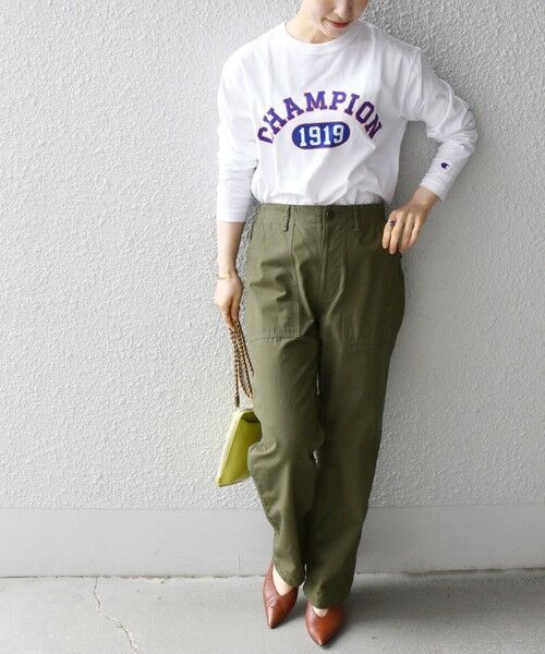 SHIPS for women / シップスウィメン カットソー | Champion: カレッジ ロゴ ロングスリーブ Tシャツ WHITE | 詳細13