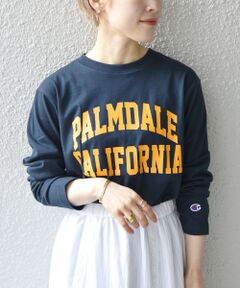 Champion: カレッジ ロゴ ロングスリーブ Tシャツ NAVY