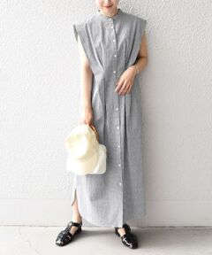 SHIPS / シップス ロング・マキシ丈ワンピース | *〈手洗い可能〉サッカータックショルダーワンピース　ギンガム/ストライプ◇