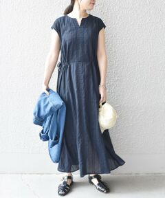 SHIPS / シップス ロング・マキシ丈ワンピース | *〈手洗い可能〉カラミストライプフレアワンピース◇