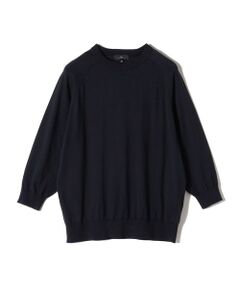 SHIPS Primary Navy Label:〈手洗い可能〉コットンスヴィンラグランプルオーバー