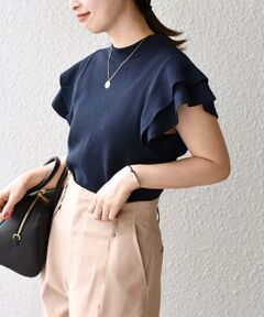 SHIPS / シップス ニット・セーター | *〈UVカット/接触冷感/手洗い可能〉フリルショートスリーブニットプルオーバー◇