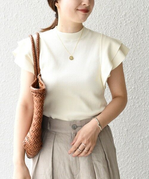 SHIPS / シップス ニット・セーター | *〈UVカット/接触冷感/手洗い可能〉フリルショートスリーブニットプルオーバー◇ | 詳細3